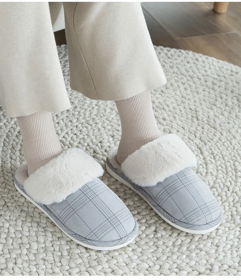 Women's slippers Fur Slippers Winter Warm Big Size 36-44 Plush Non Slip Home shoes Indoor Loves Couple Floor Shoes Bedroom