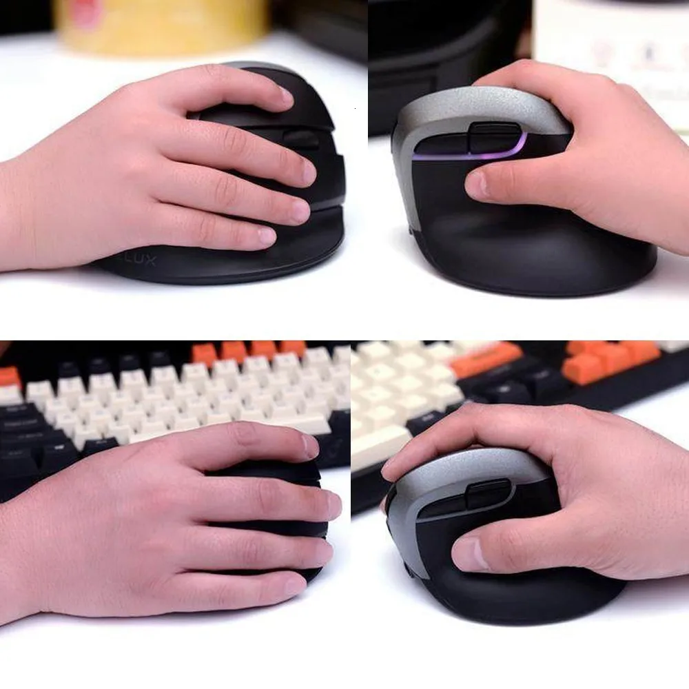 Delux M618 мини мышь Беспроводная 2,4 ГГц+ Bluetooth 4,0 перезаряжаемая RGB вертикальная мышь 2400 dpi эргономичные Мыши для ПК ноутбука
