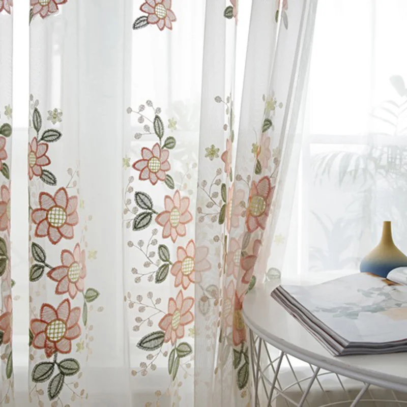 color 1 tulle Европейские плотные шторы с милыми цветами и вышивкой для гостиной, спальни, роскошные шторы из синельной ткани для детской комнаты M133#4 - Цвет: color 1 tulle