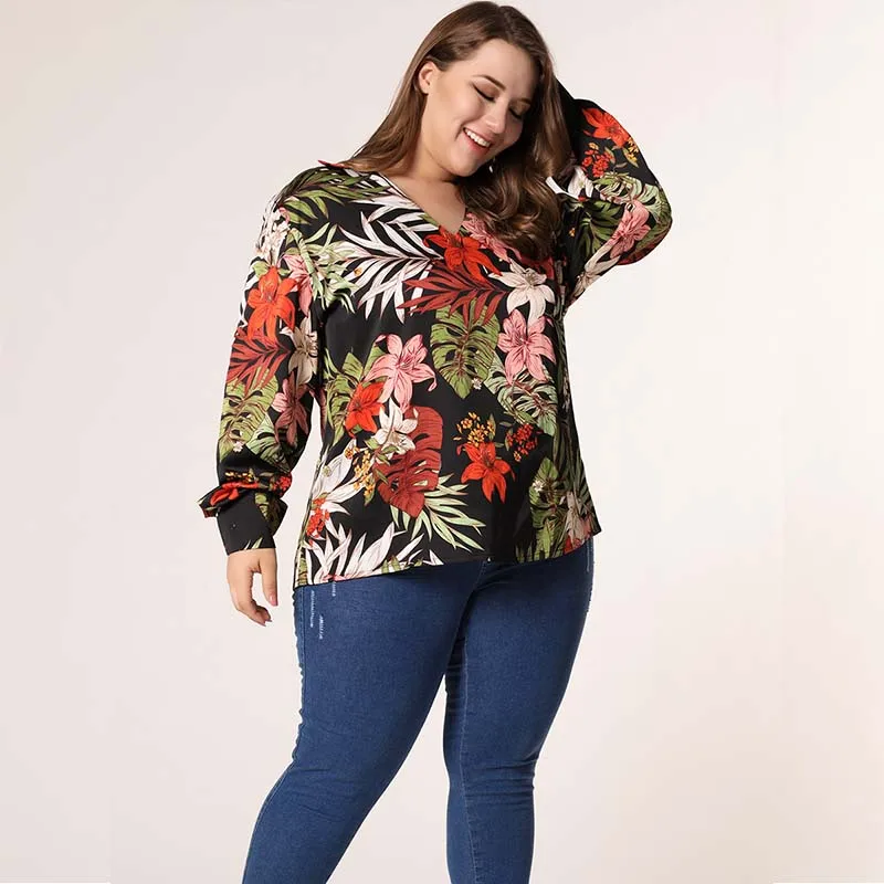 Блузка WHZHM Женская с длинным рукавом фонариком и V образным вырезом|Блузки| |