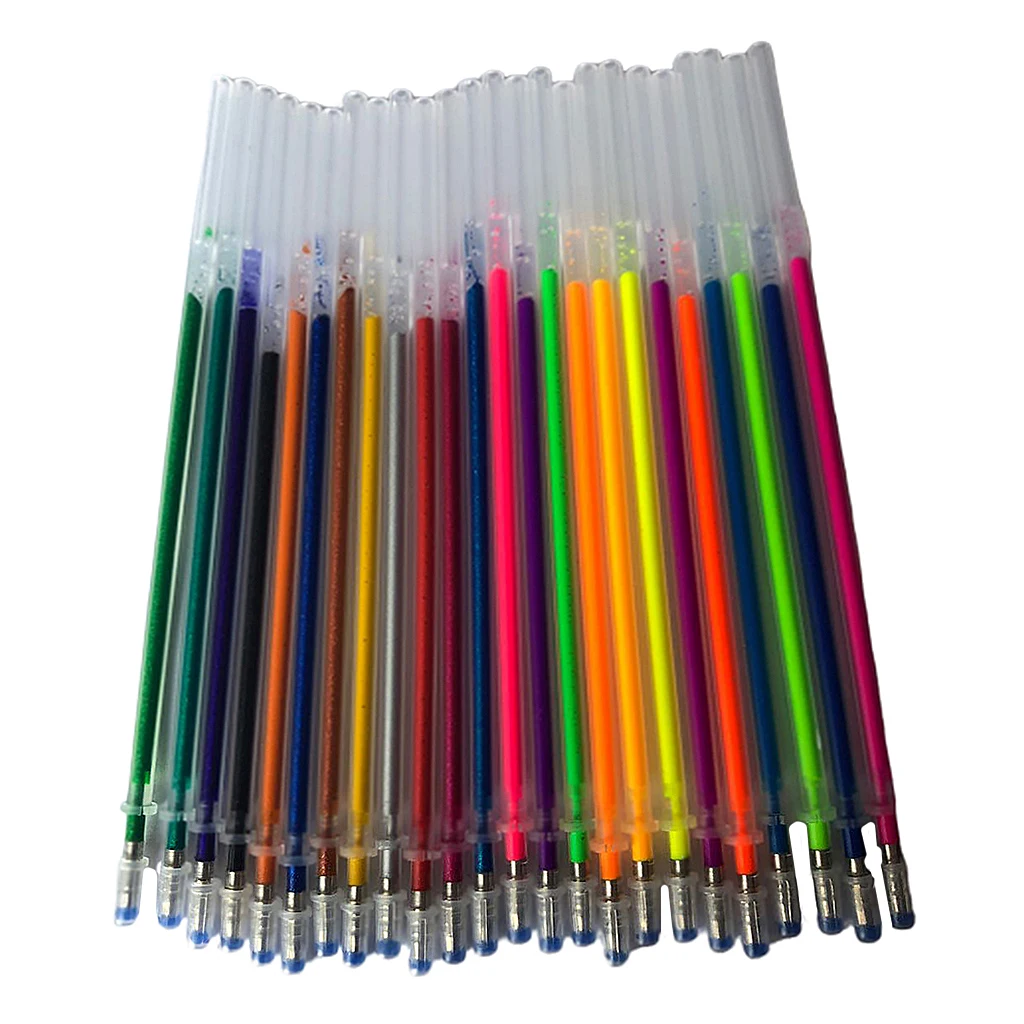 

24 Colors 0.5mm Color Glitter Ink Gel Pen Refills Ofice Stationery Supplies