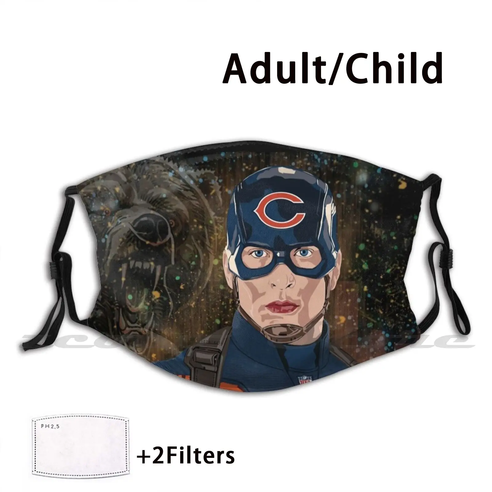 Cap. Of Chicago моющаяся трендовая фильтровальная маска Pm2.5 Chitown Bearsfan