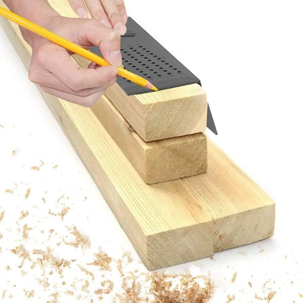 

Wood Working Ruler 3D Mitre Angle Measuring Gauge Square Size Measure Tool and Pen