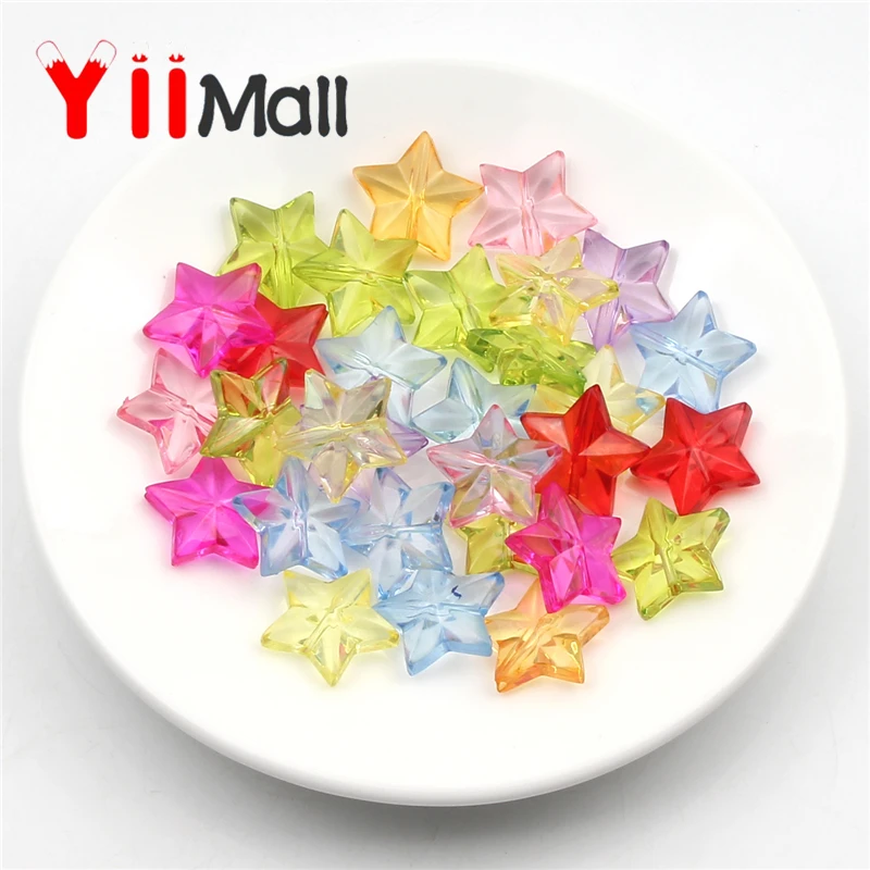 20 мм 30 шт./лот акриловые бусины с прозрачной пентаграммой для изготовления