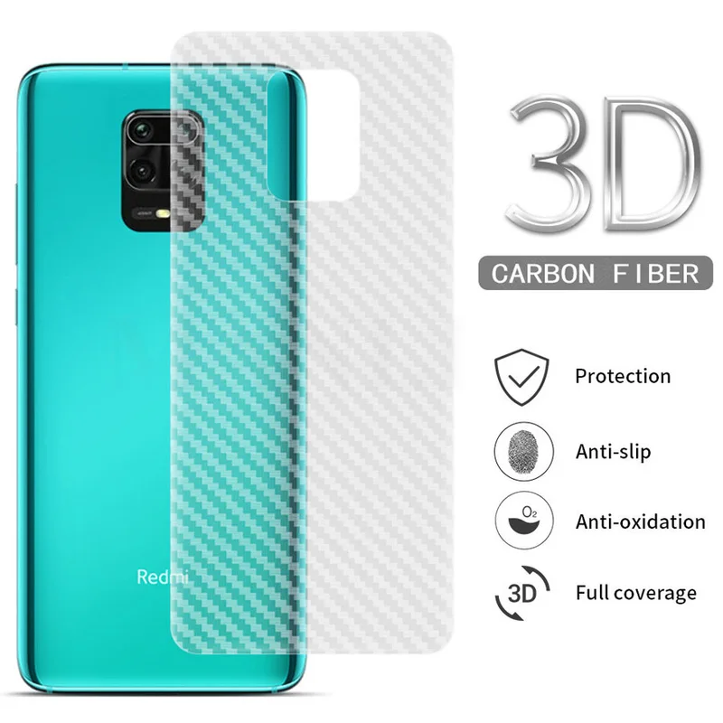For Xiaomi Redmi Note 10 Pro 10S 9 Max 9S 9T 8 8T 8Pro Mi Poco X3 NFC F2 Back Film Carbon Fiber Screen Protector