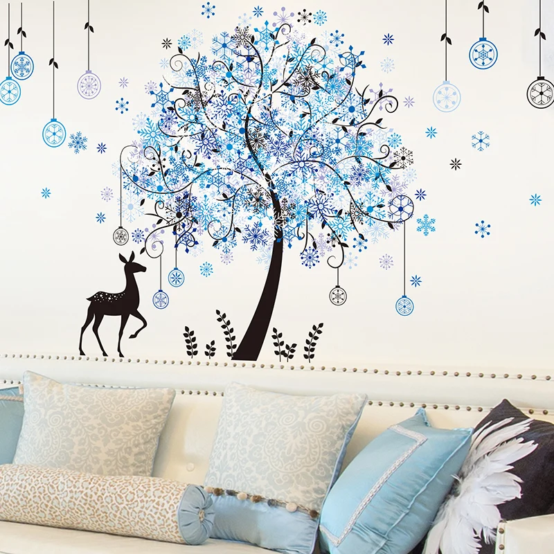 [SHIJUEHEZI] Креативные деревья олень волк наклейки на стену DIY животные настенные для