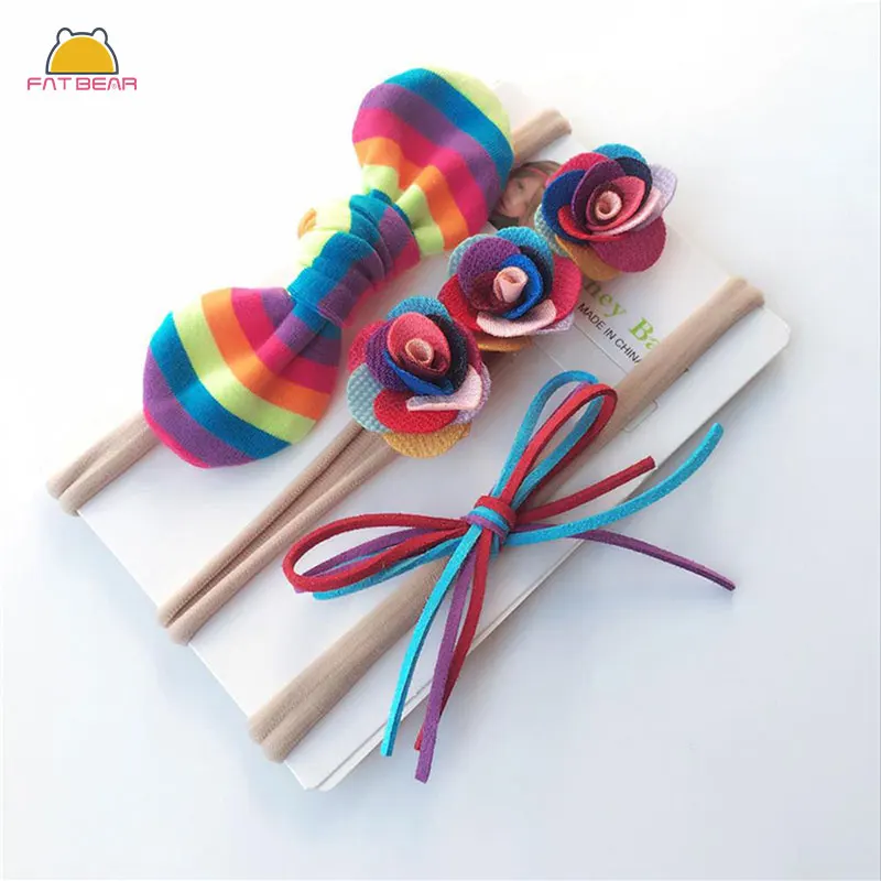 3 шт./компл. Радуга детская лента для волос ободок девочек ручной работы нейлон