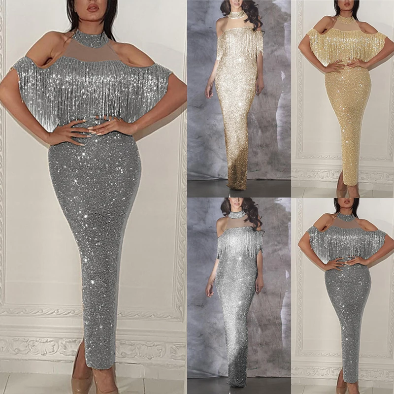 Женское платье с разрезом элегантный Секи обтягивающая открытыми плечами