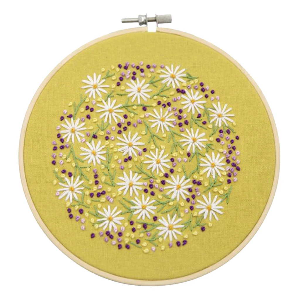 

Flower Embroidery Starter Kit Pre-printed Complete Cross Stitch Floss Kits