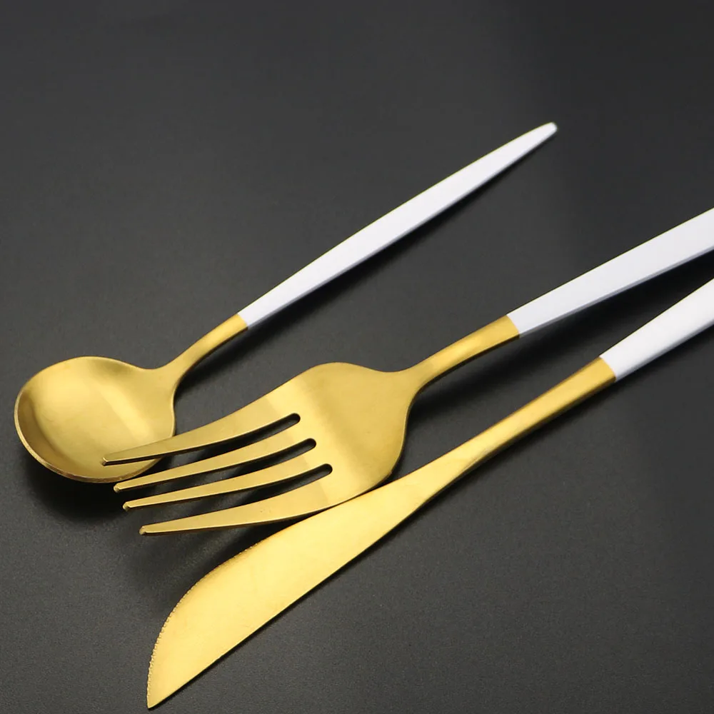 Набор столовой посуды из 24 предметов нож/вилка/ложка нержавеющей стали 304 белого