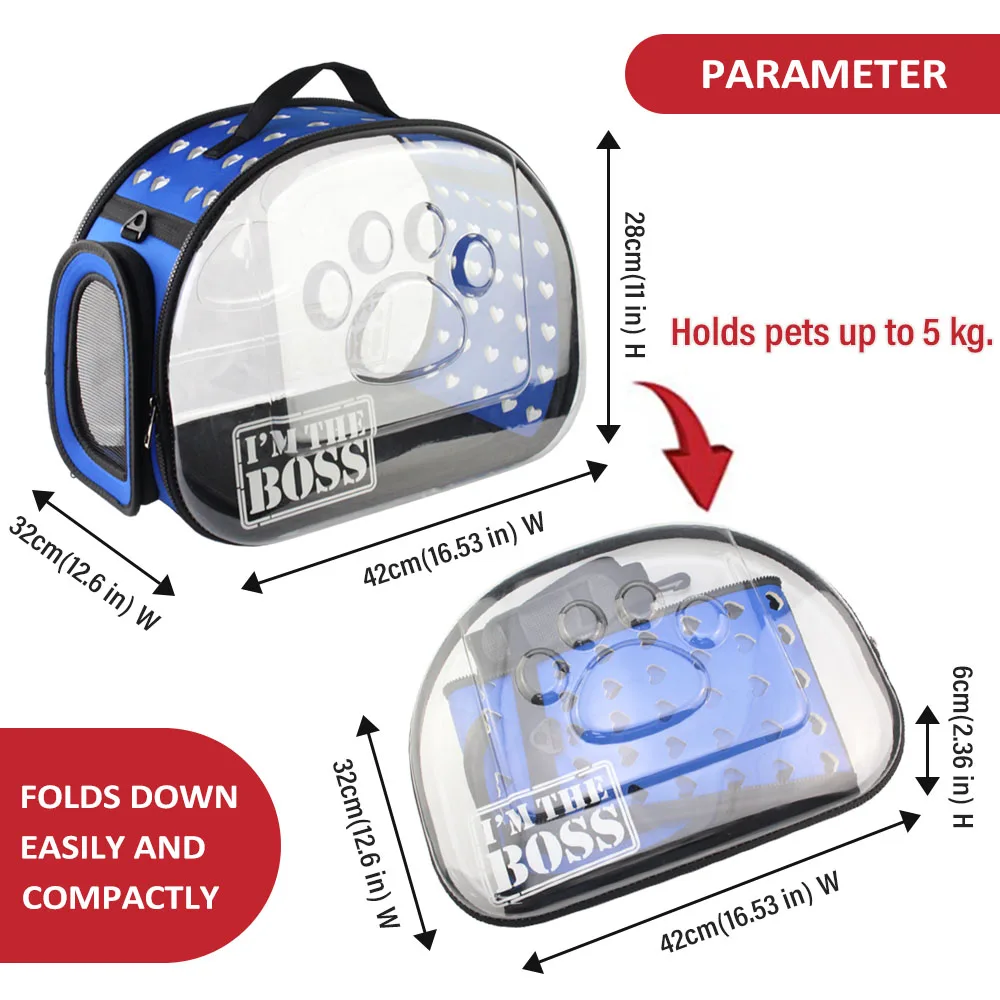 Прозрачная переноска для собак и кошек дышащая сумка в форме сердца дорожные