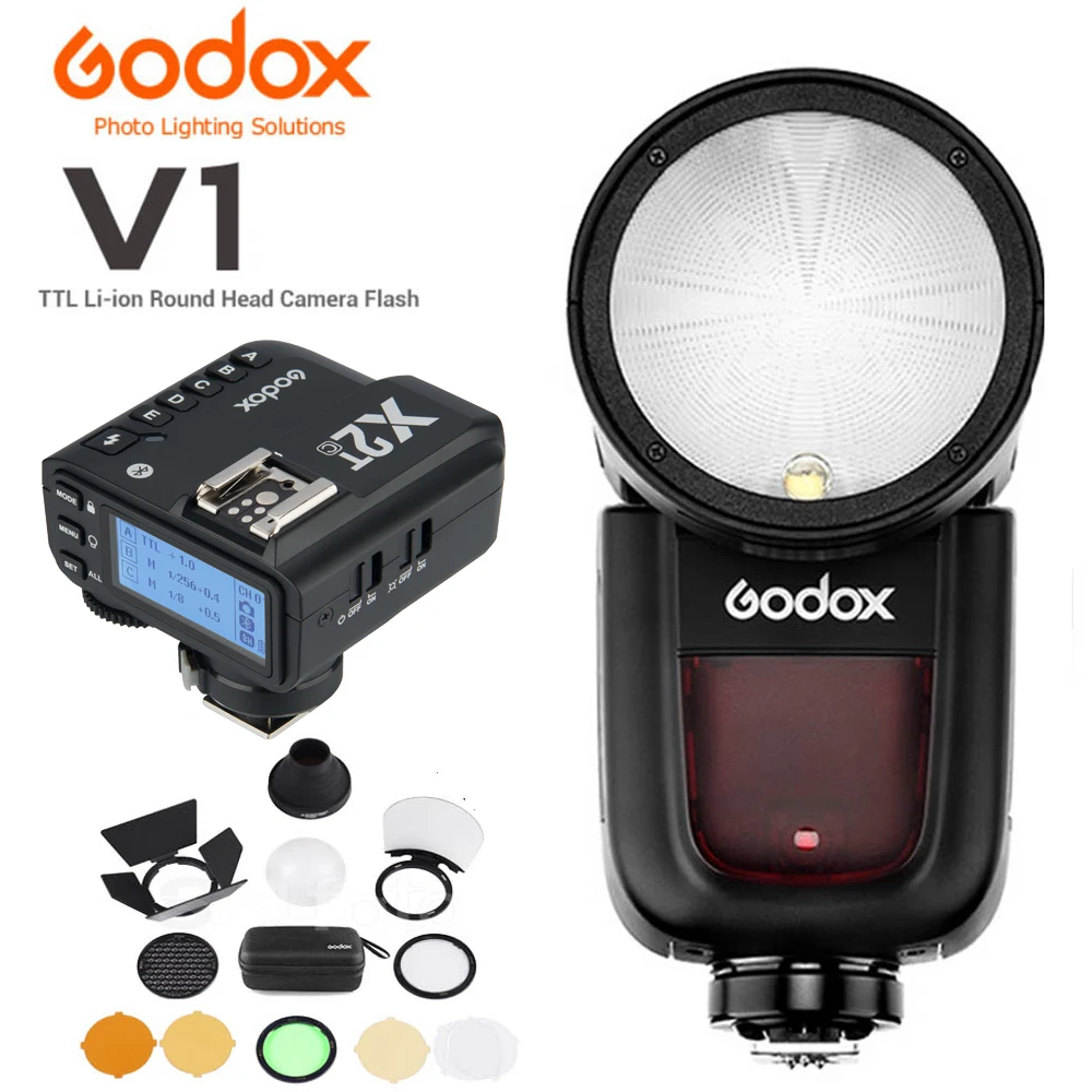 Godox V1 V1C V1N V1S V1F V1P V1O TTL Li Ion круглая головка вспышка для камеры 2 4G HSS Speedlite Canon Nikon Sony Fuji