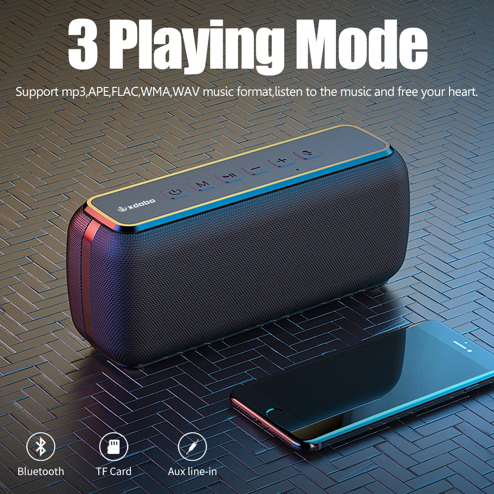 

X8 60W big power Portable bluetooth speaker stereo bass subwoofer wireless IPX5 Waterproof TWS 15H playing time tf usb boombox
