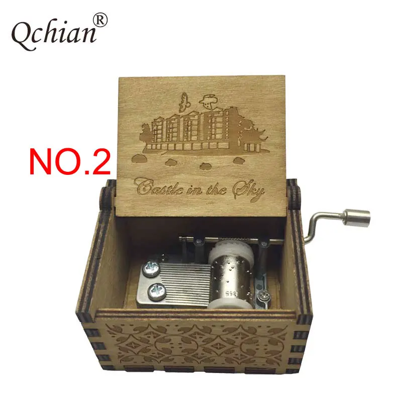 Деревянная музыкальная шкатулка с аниме Замок в небе цветным принтом подарок для