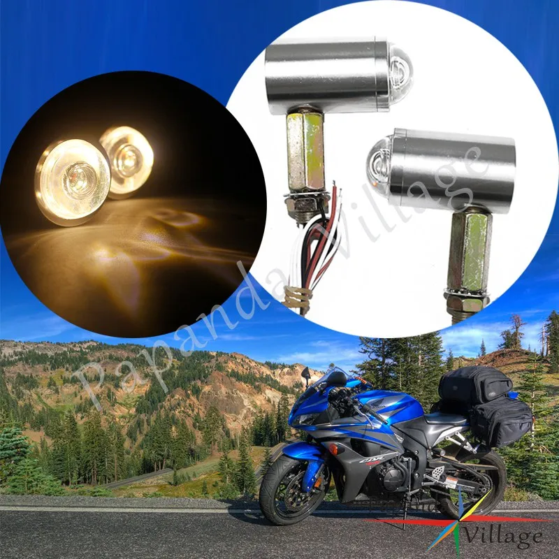 

Motorcycle Led Turn Signal Indicator White Running Lamp Amber Signal Light Universal Blinker Flashers For Honda Kawasaki Suzuki