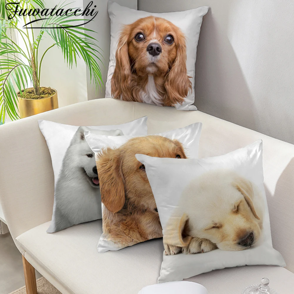 

Fuwatacchi Dog Animal Pillows Cover Docile Pet Puppy Cushion Covers Printed Throw Pillowcases for Sofa Decorative Pillow 45x45cm