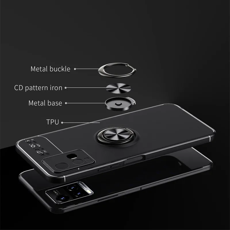 For Cover Vivo Y21 Case For Vivo Y21 Capas Soft Ring Magnetic Shockproof Holder For Cover Vivo Y20 Y31 Y53S Y33S Y21S Y21 Fundas