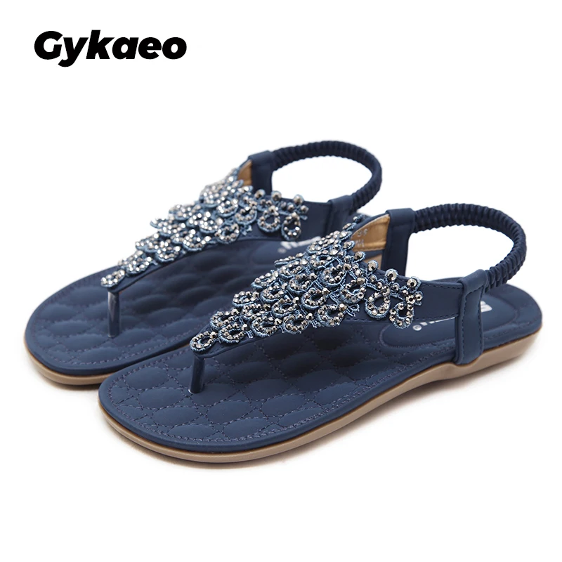 

Gykaeo 2022 New National Sandals Bohemia Large Size Casual Summer Shoes for Women Rivet Breathable Sandalia Feminina Flat Shoes