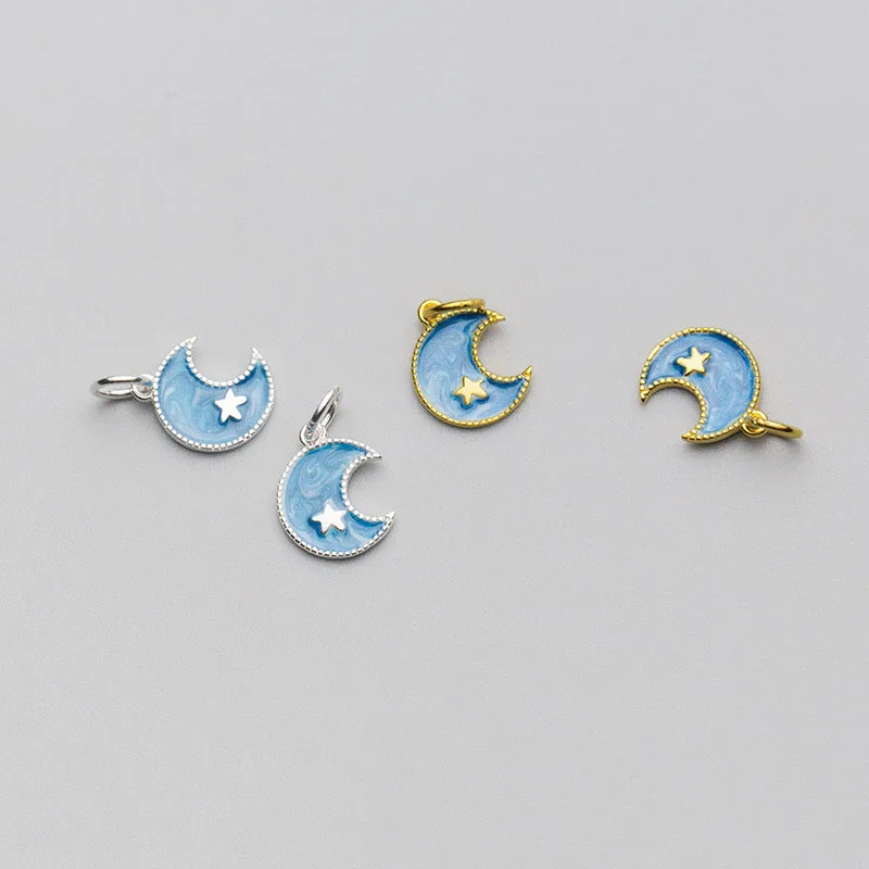 MEETSOFT офисное серебро 925 пробы голубая луна и звезды шикарные амулеты сделай сам