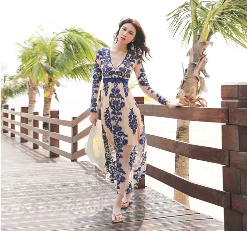 

Ethnic embroidery dress bohemian dress