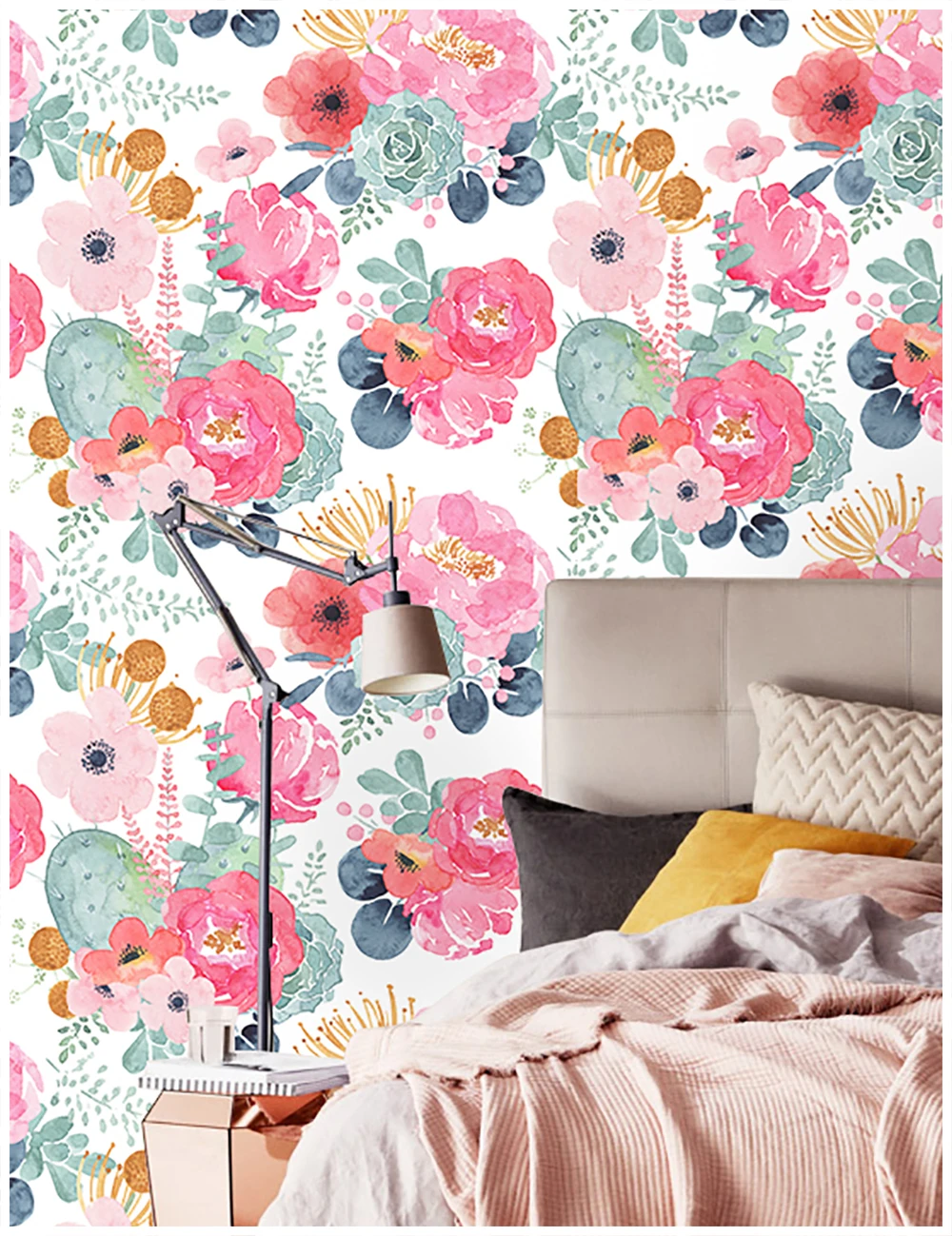 HaokHome пилинг и палка цветочные обои розовый/зеленый/Whtie виниловые самоклеющиеся