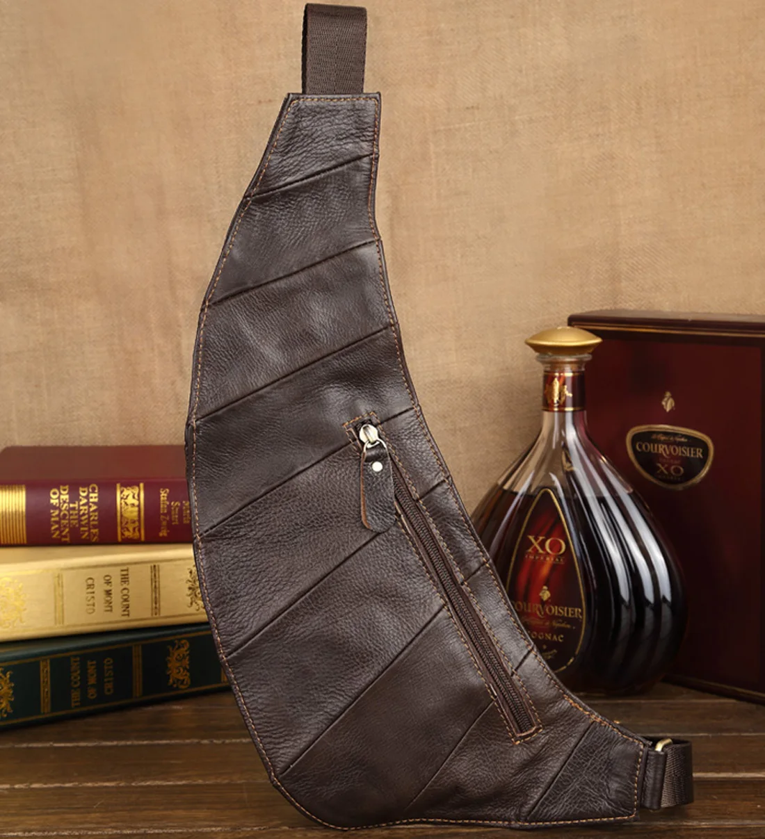 New Arrived fashionable Men Cowhide leather chest bag casual crossbody motorcycle travel riding Single shoulder | Багаж и сумки