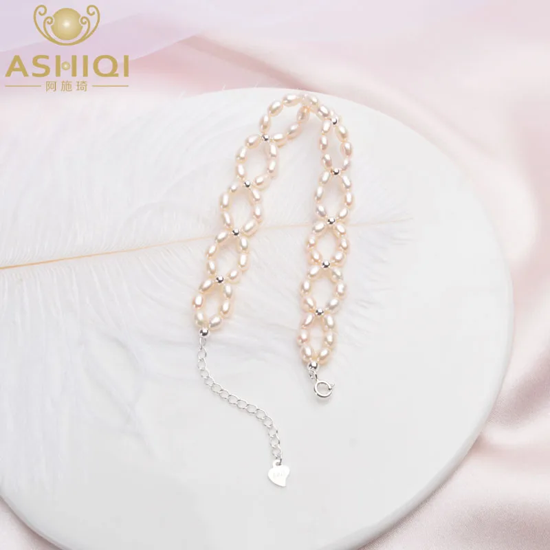 Женский браслет из серебра 925 пробы с натуральным жемчугом 3 4 мм|Гибкие и жесткие