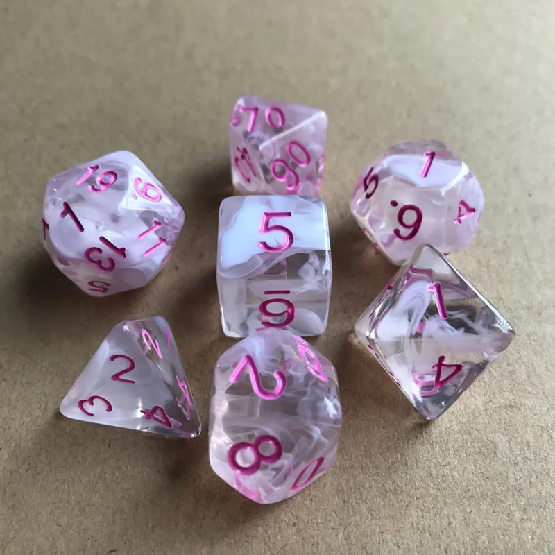 7 шт./лот новый набор игральных костей D4 D6 D8 D10 % D12 D20 красочные прозрачные