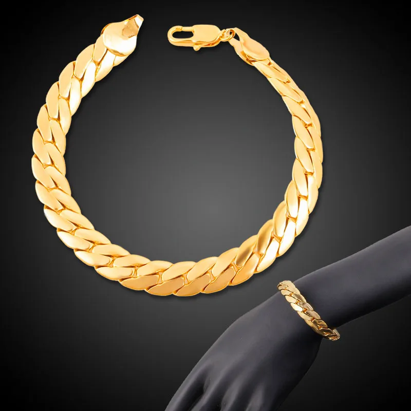

Big Punk 9MM Cuban Link Snake Chain Bracelet Gold Color Wheat Ears Hand Bangle for Men Women 2021 Trendy Jwelry 21cm