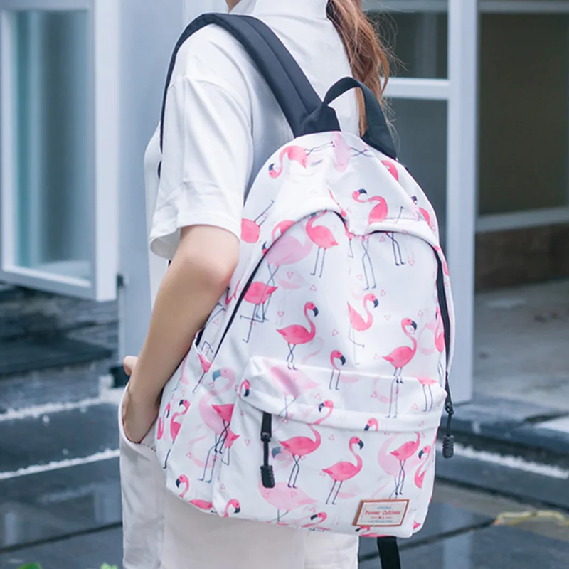 Flamingo Backpack Bag for Teenage Girls Big Capacity Travel Bagpack Durable Printed School Bags College Student Bookbag Children