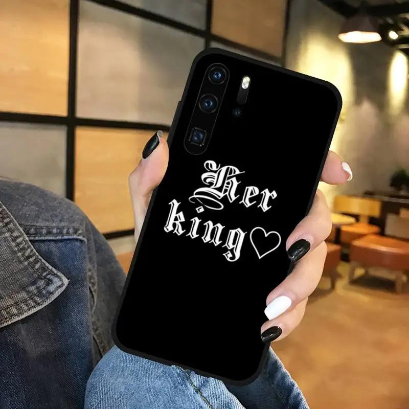 

King Queen Couple Lovers Phone Case For Huawei P9 P10 P20 P30 Pro Lite smart Mate 10 Lite 20 Y5 Y6 Y7 2018 2019