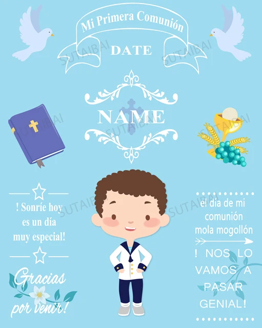 

Boy Baptism My First Communion Custom Photo Backgrounds Mi Bautizo Decoration Jesus Photocall Backdrop Photography Photo Studio