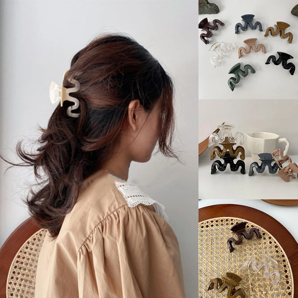 

1pcs New French Elegant Design Plastic Clip Simple Temperament Pure Color Acrylic Hair Clip Women Large Ponytail Clip