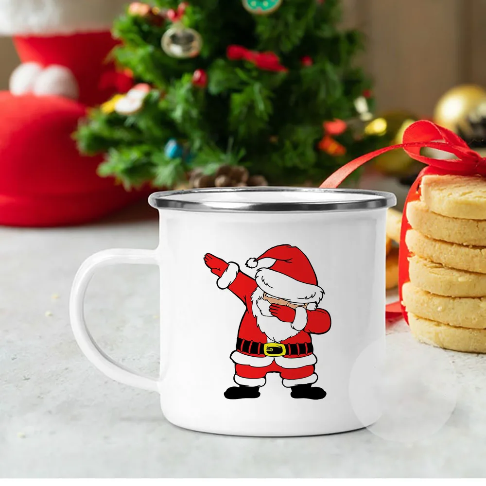 Taza de esmalte de Navidad para hombre, taza de Pap&aacute; Noel Secreto, Reno, nieve, chocolate caliente, regalo familiar de Navidad-2