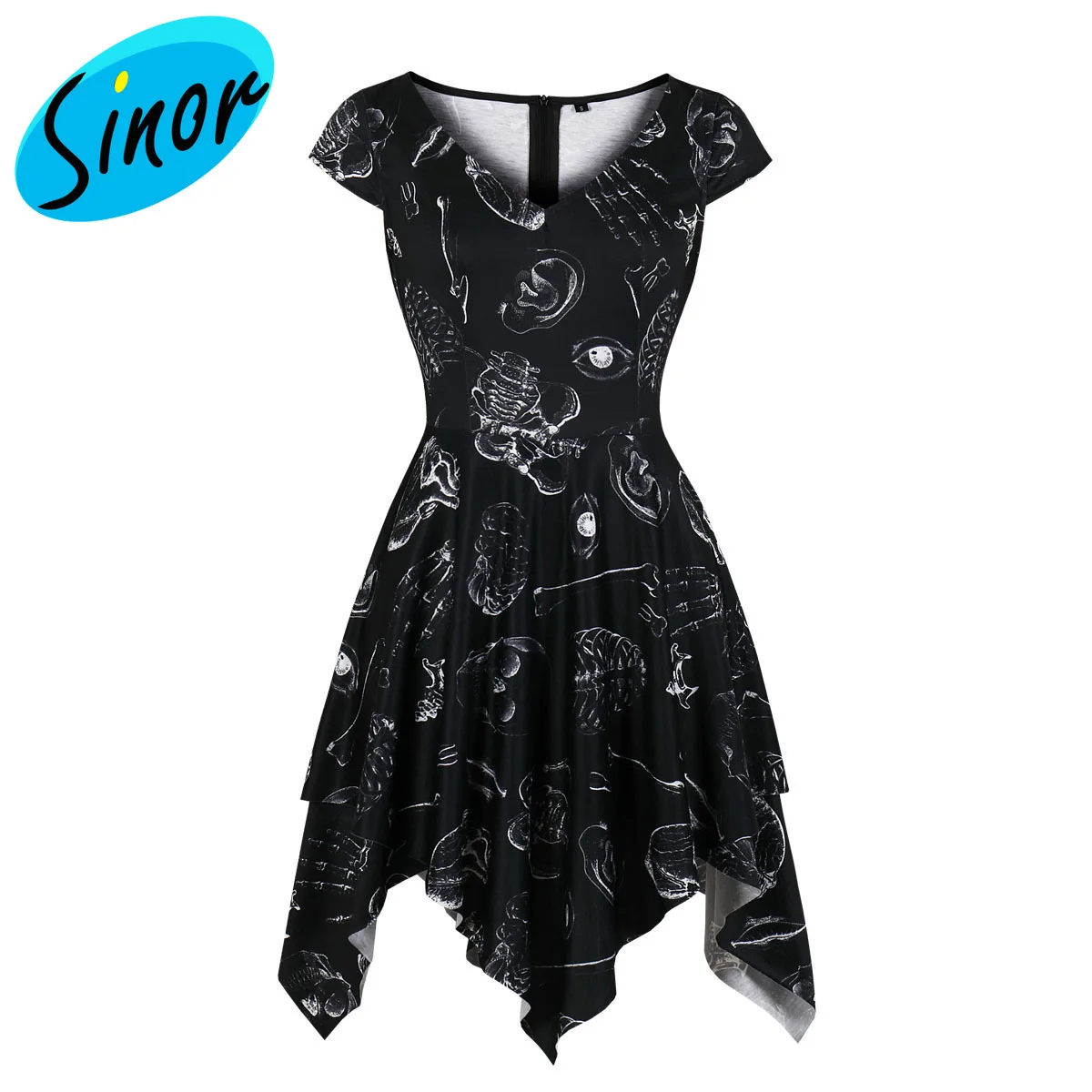 

2021 женское Асимметричное Платье с принтом на Хэллоуин 2053 платье для вечеринки