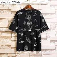 glacialwhale mans t shirt men 2021 oversized anime print cotton hip hop tshirt male japanese streetwear harajuku t shirt men