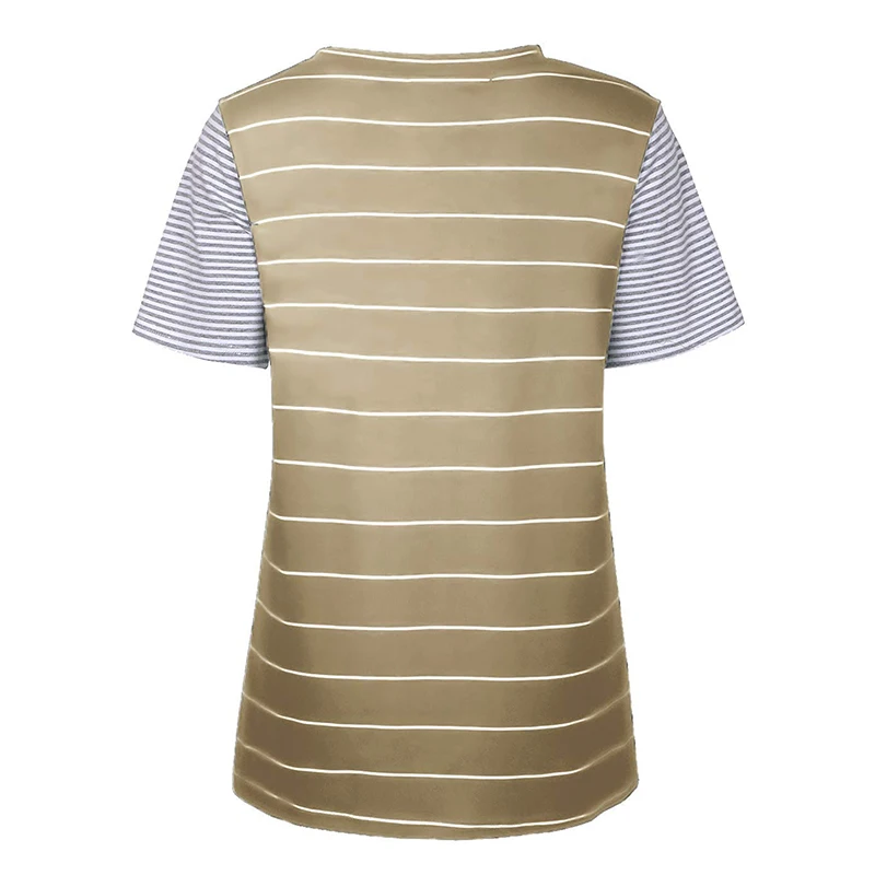 Женская Полосатая Повседневная футболка контрастного цвета с коротким рукавом и