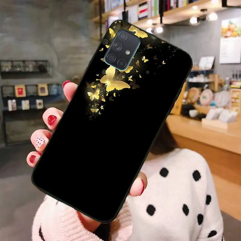 

HPCHCJHM butterfly Black TPU Soft Rubber Phone Cover For Samsung A10 A20 A30 A40 A50 A70 A80 A71 A51 A6 A8 2018