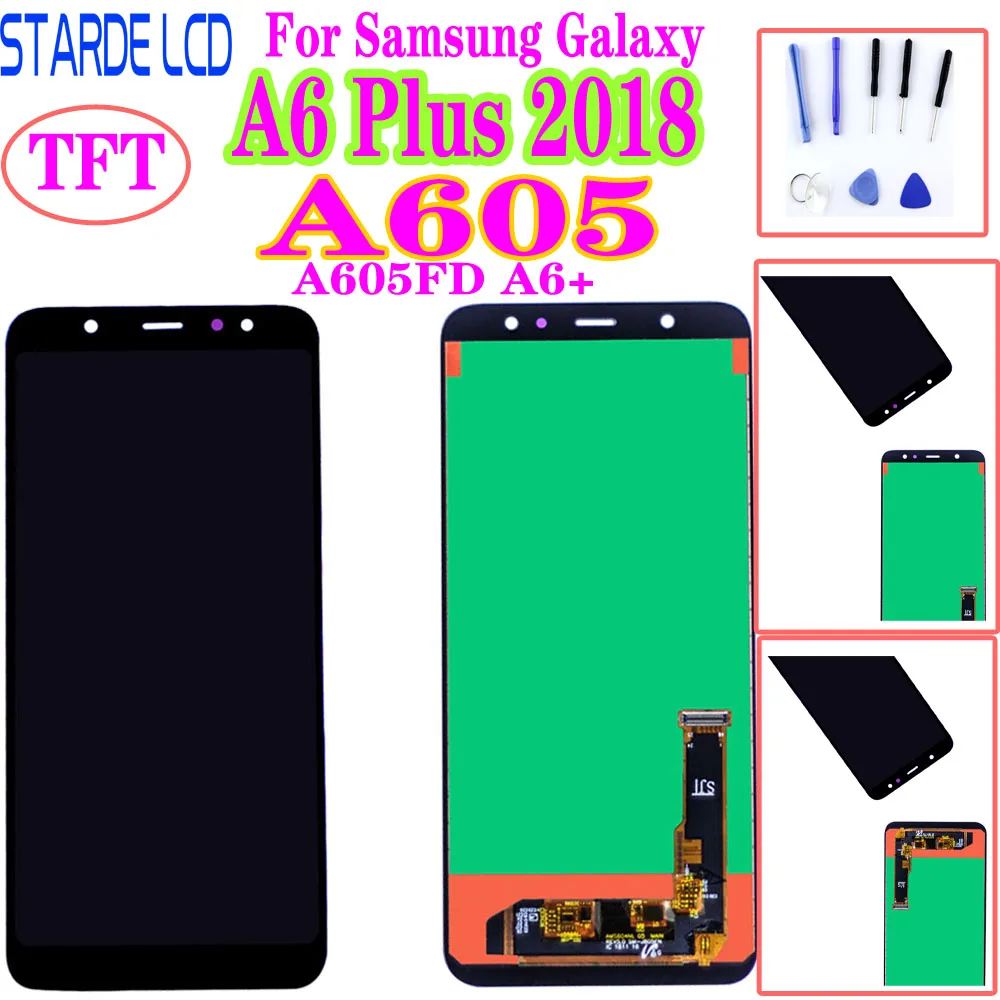 ЖК-дисплей A605 для Samsung Galaxy A6 Plus 2018 дюймовый полноэкранный дисплей A605FD + A605F A605FN