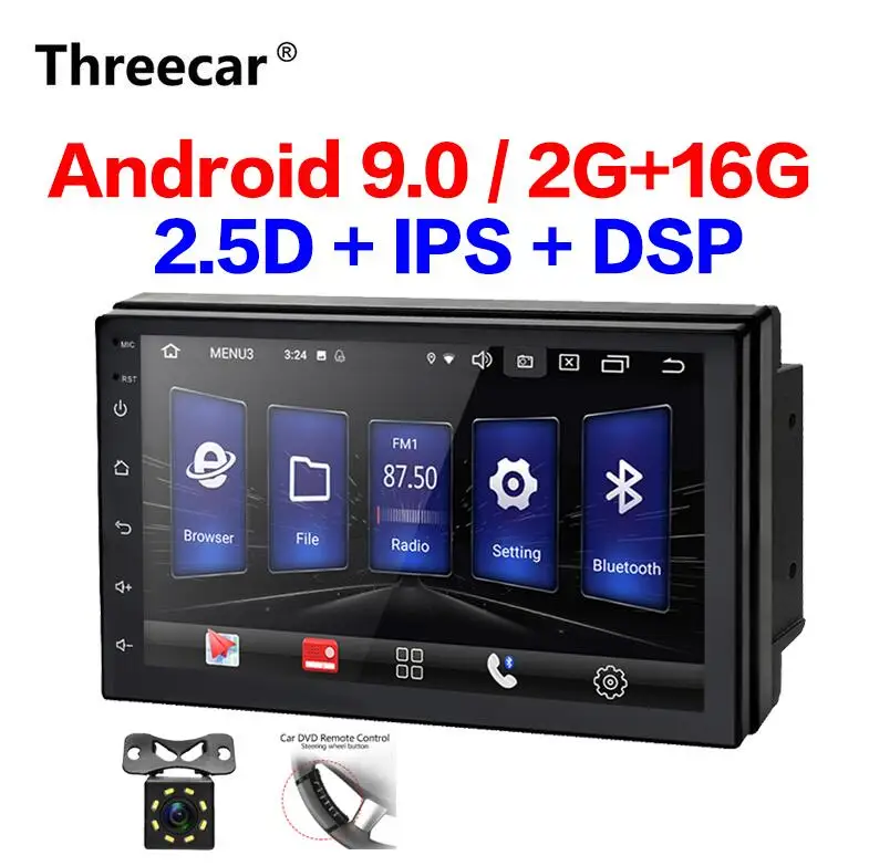 8 led and control 2 Din автомобильное радио Android 9,0 2G+ 16G универсальная gps-навигация Bluetooth Сенсорный экран Wifi DSP автомобильный аудио стерео FM USB ips DSP mp5 - Цвет: 8 led and control