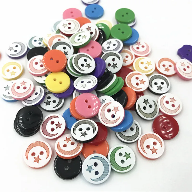 DIY 200 шт. полимерные пуговицы рисунок звезды луны разноцветные для шитья