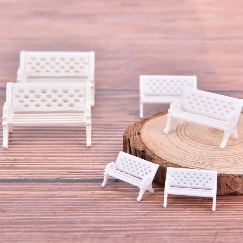 

1 Pair Park Chair Figurines Doll House Miniature Bench Micro Landscape Succulent Bonsai DIY Craft Home Decoration Accessories
