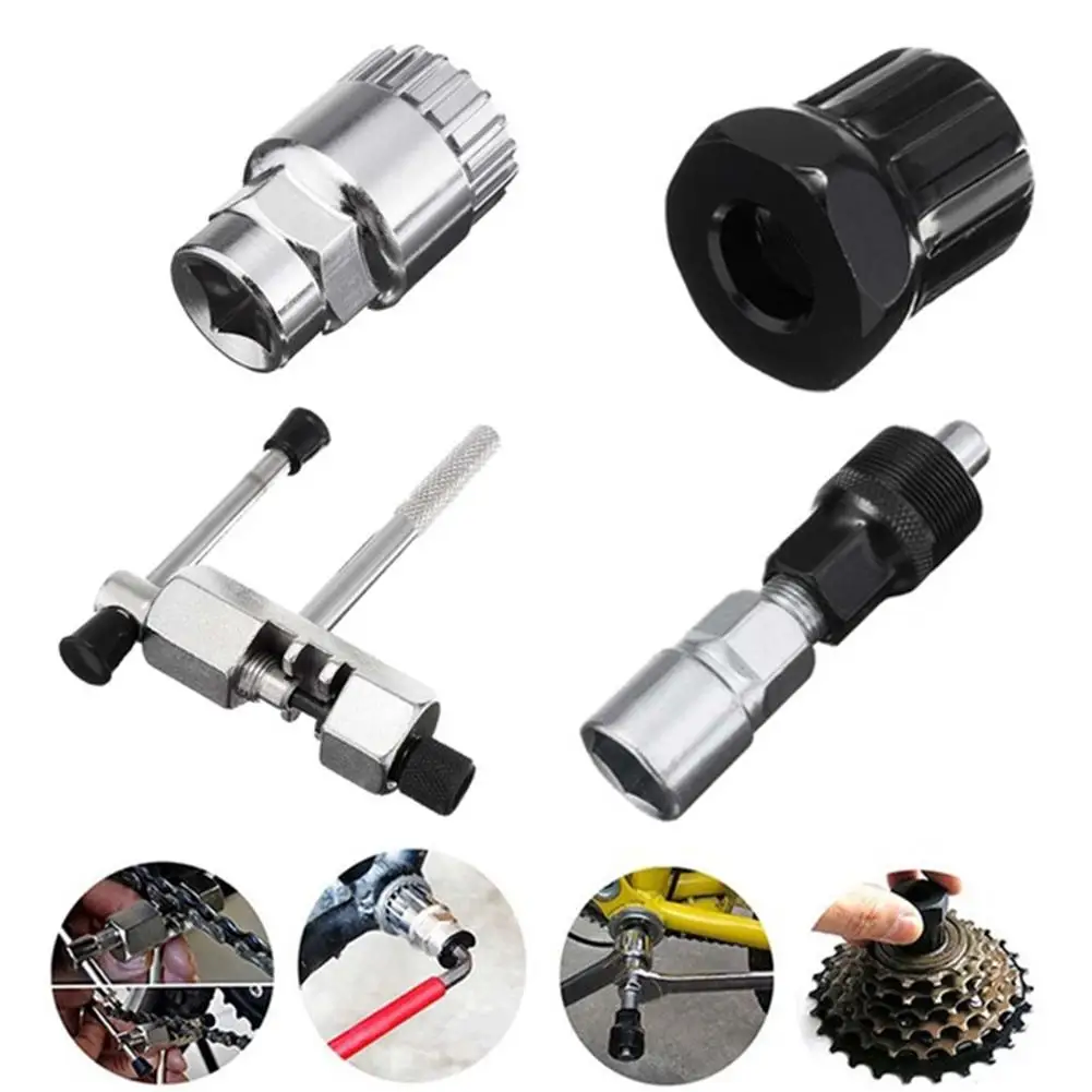 

4Pcs Bicycle Repair Tool MTB Bike Chain Breaker Crank Extractor Wheel Bottom Bracket Center Axle Remover Multifunction Tool Kit