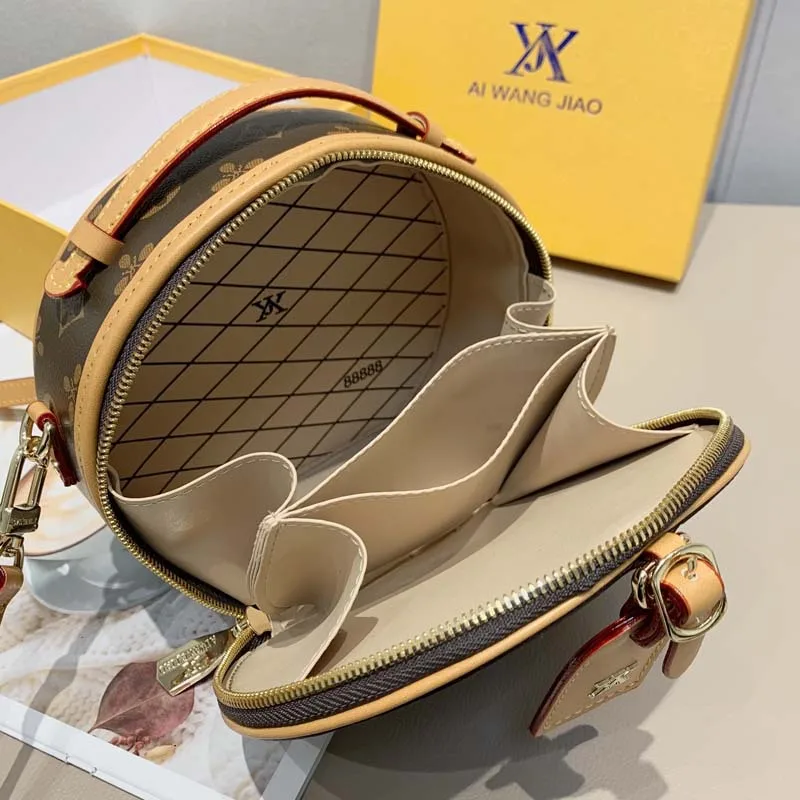 

Luxury Brand Genuine Leather Round Bag for Women 2020 New Fashion One Shoulder Messenger Round Cake Bags Lady Purse and Handbag