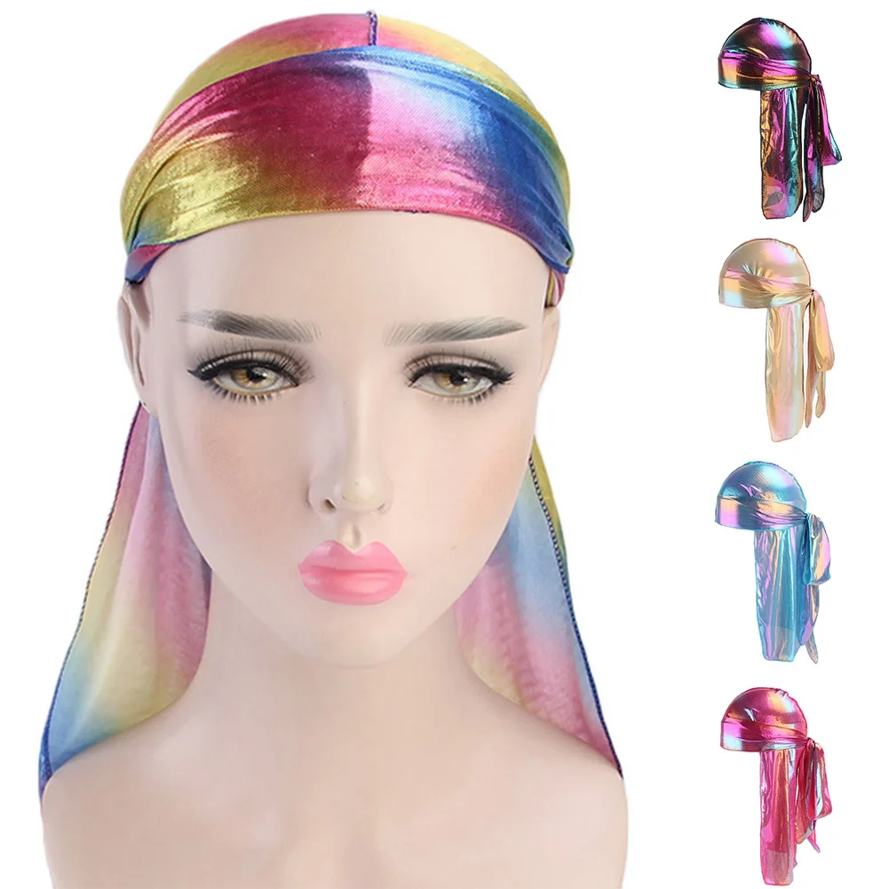 Модные шелковистые банданы женские и мужские блестящие атласные дураги тюрбан