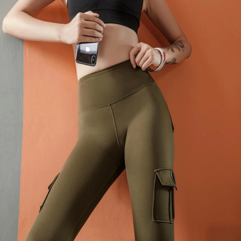Леггинсы женские с высокой талией и карманами для занятий спортом | Спорт