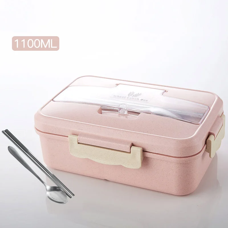 A Pink MICCK портативная коробка для бенто для детей Герметичный пищевой контейнер ланчбокс для пикника Пшеничная солома пищевой контейнер кухонный аксессуары - Цвет: A Pink