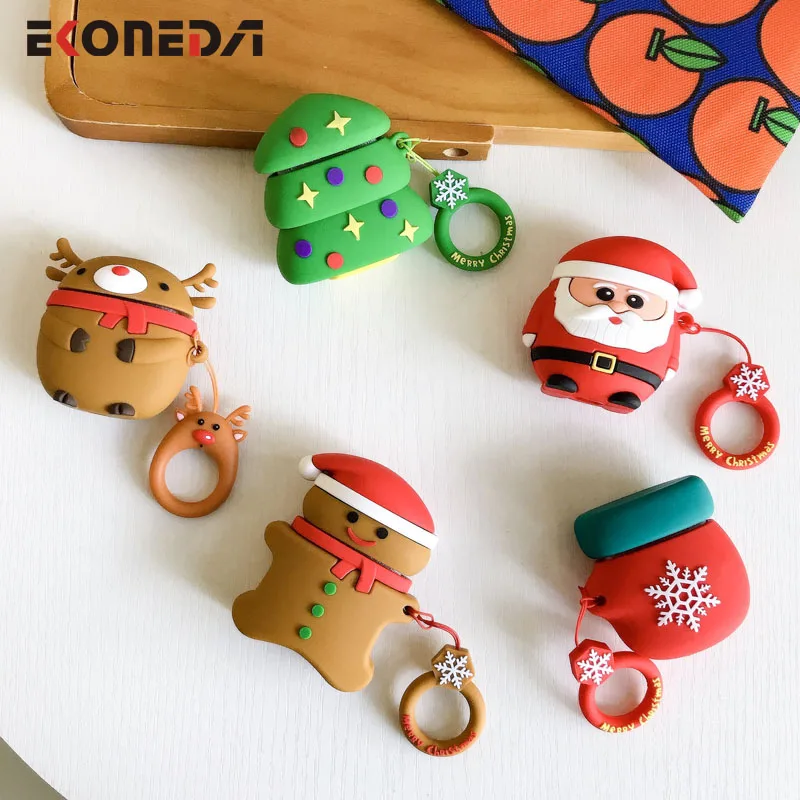 EKONEDA Bluetooth наушники чехол для Airpods силиконовый Рождественский мягкий