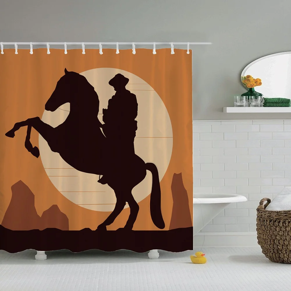 Ковбойские шторы для душа Dafield в западном стиле ковбойские сапоги и шляпа
