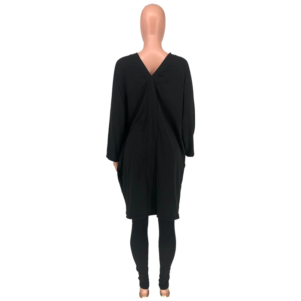 

Women Tracksuit Sexy Hollow Out V-neck Long Sleeve Side Split Long Tops Sporty Skinny Legging Casual Solid Stretchy Skinny Suits